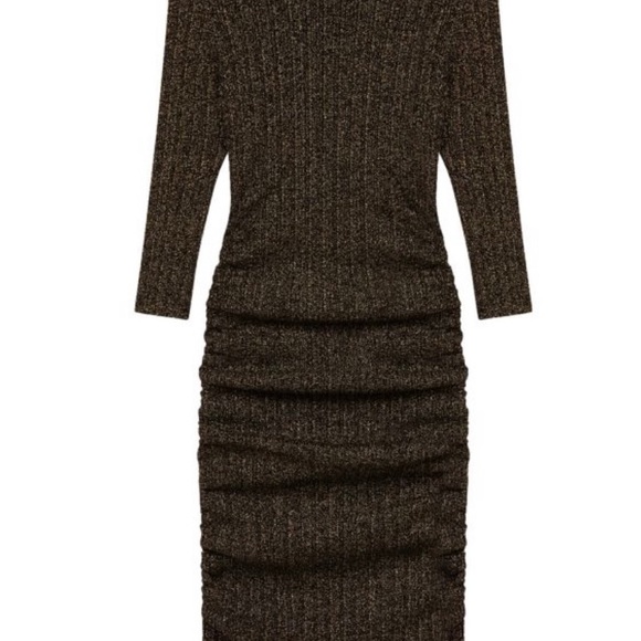 Maje BLACK/GOLD Women's Rimaldie Knit Short Dress, US 40 - Picture 8 of 11